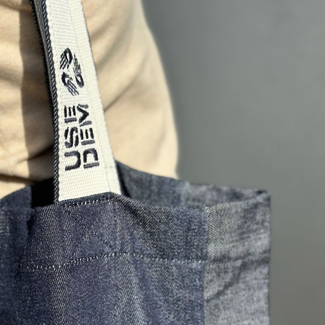 Steel Blue Upcycled Denim Shopper Bag - Image 7